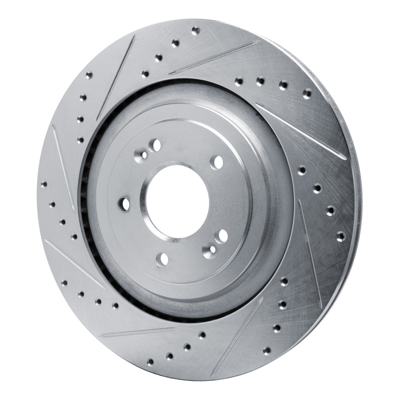 Genesis G90 Brake Rotor (1) - Rear Left - R1 Concepts - Drilled & Slotted - Silver - `19-`22